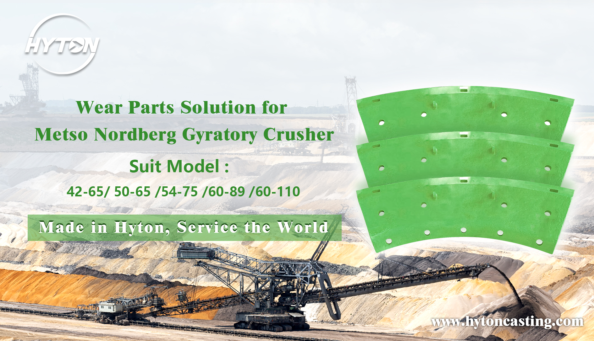 Hyton обеспечивает одноступенчатое раствор для износа для пропорциональной дробилки